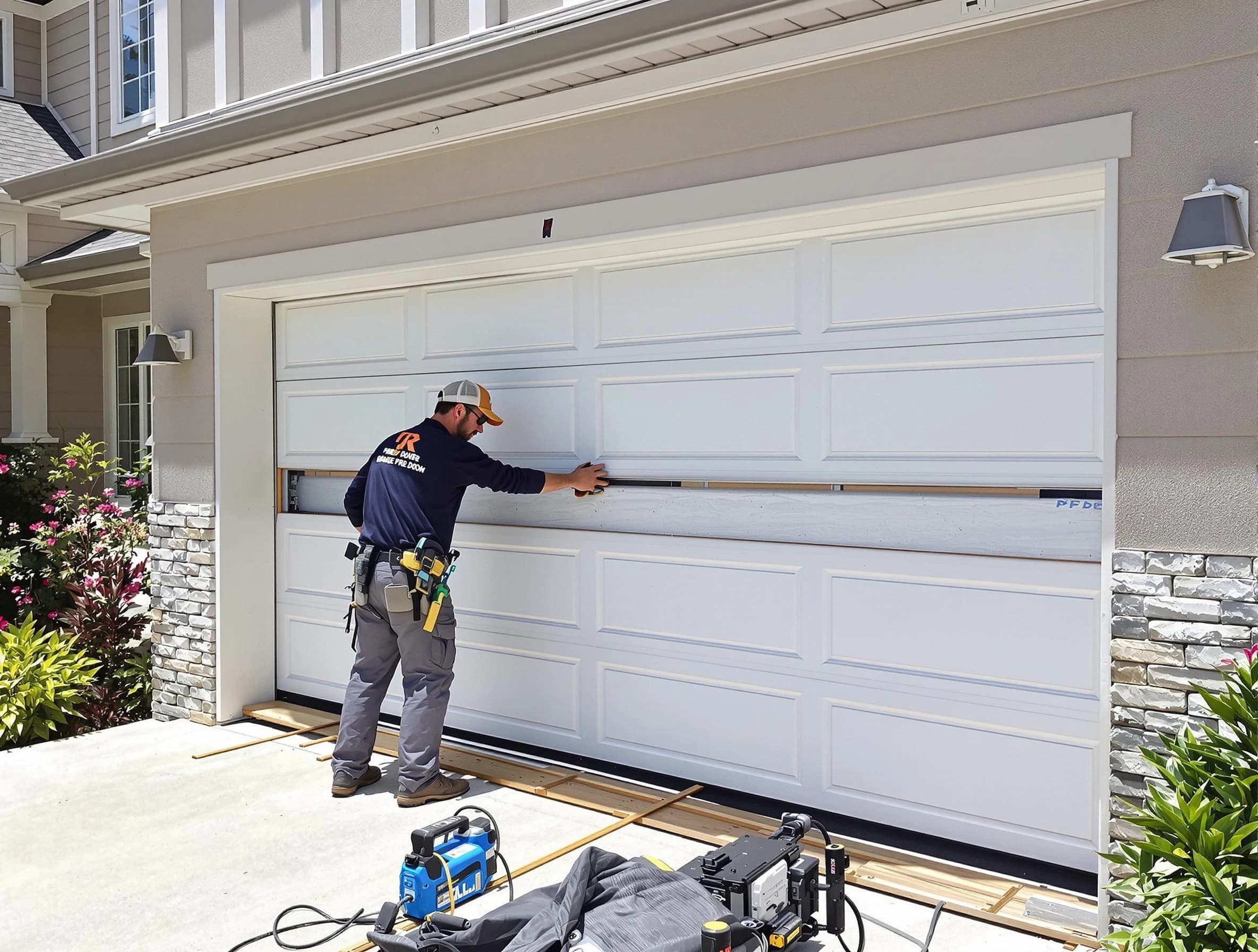 Peralta Garage Door Repair team performing complete garage door replacement at Peralta residence