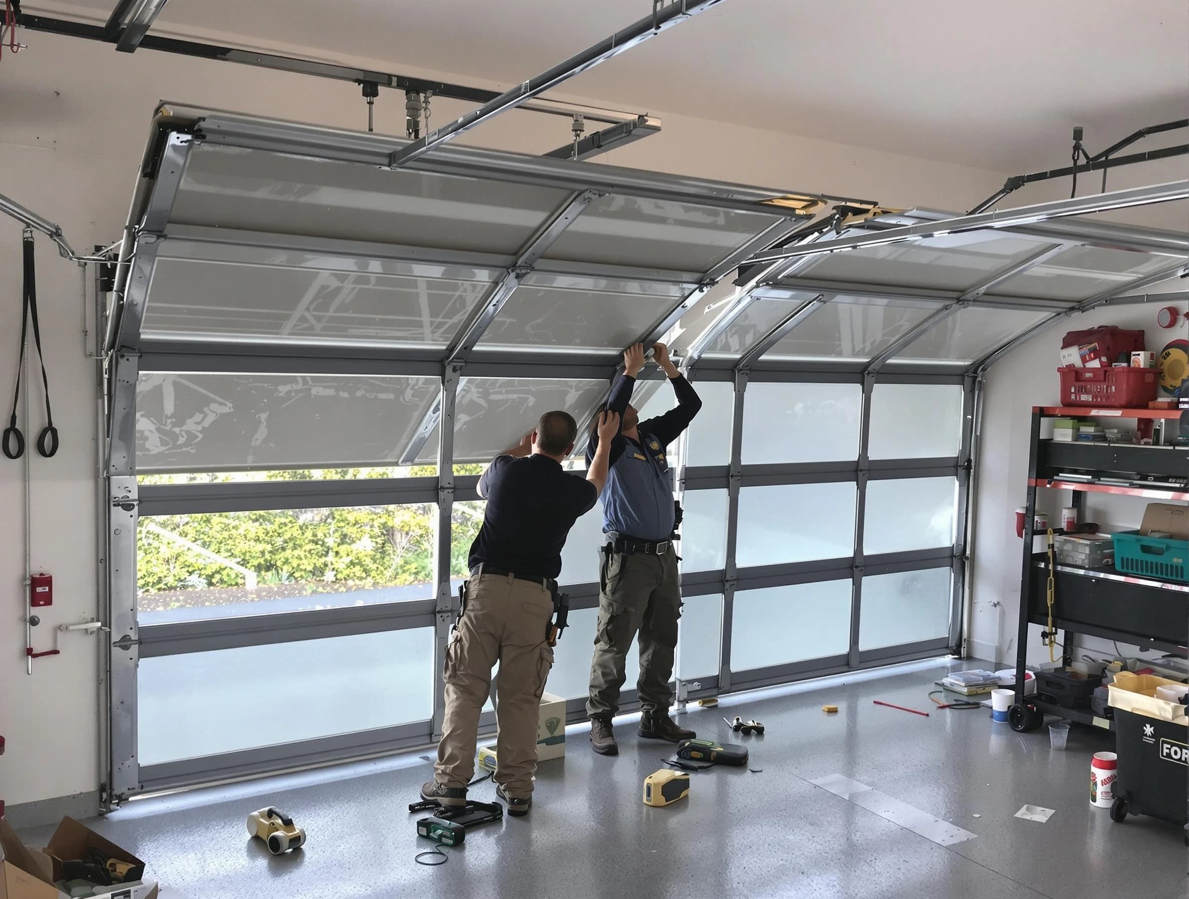 Peralta Garage Door Repair expert performing precise panel replacement on Peralta garage door