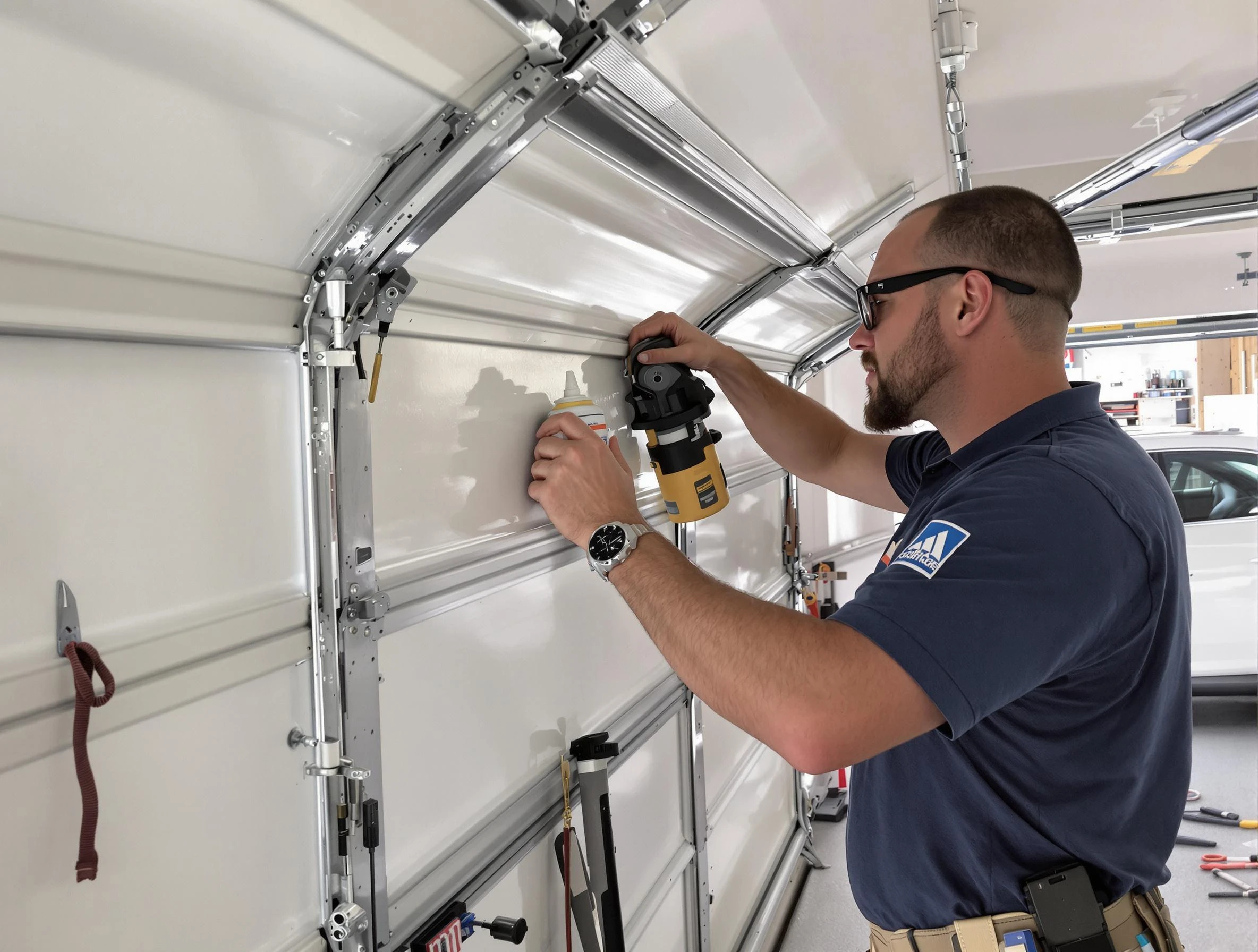 Peralta Garage Door Repair technician performing comprehensive noise reduction service in Peralta